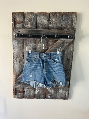 Women's Levi's Ribcage Stone Wash Button Fly Jean Shorts w/Factoring Distressing